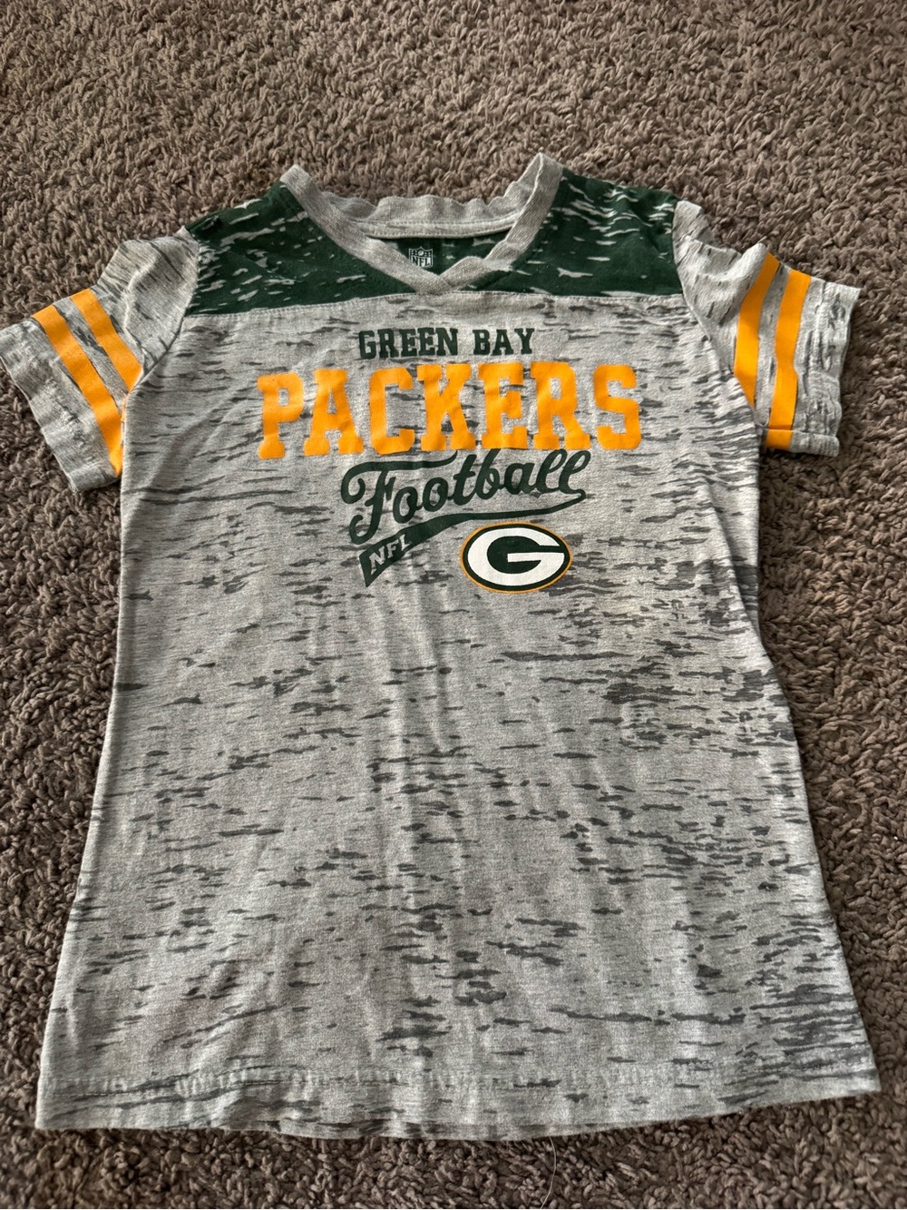 NFL Green Bay Packers Kids Gray Green Yellow Graphic Tee - 10/12